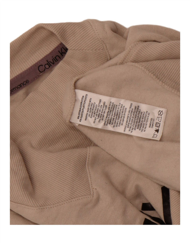 Calvin Klein Sweat-shirt graphique pour femme UK 16 Grand coton beige