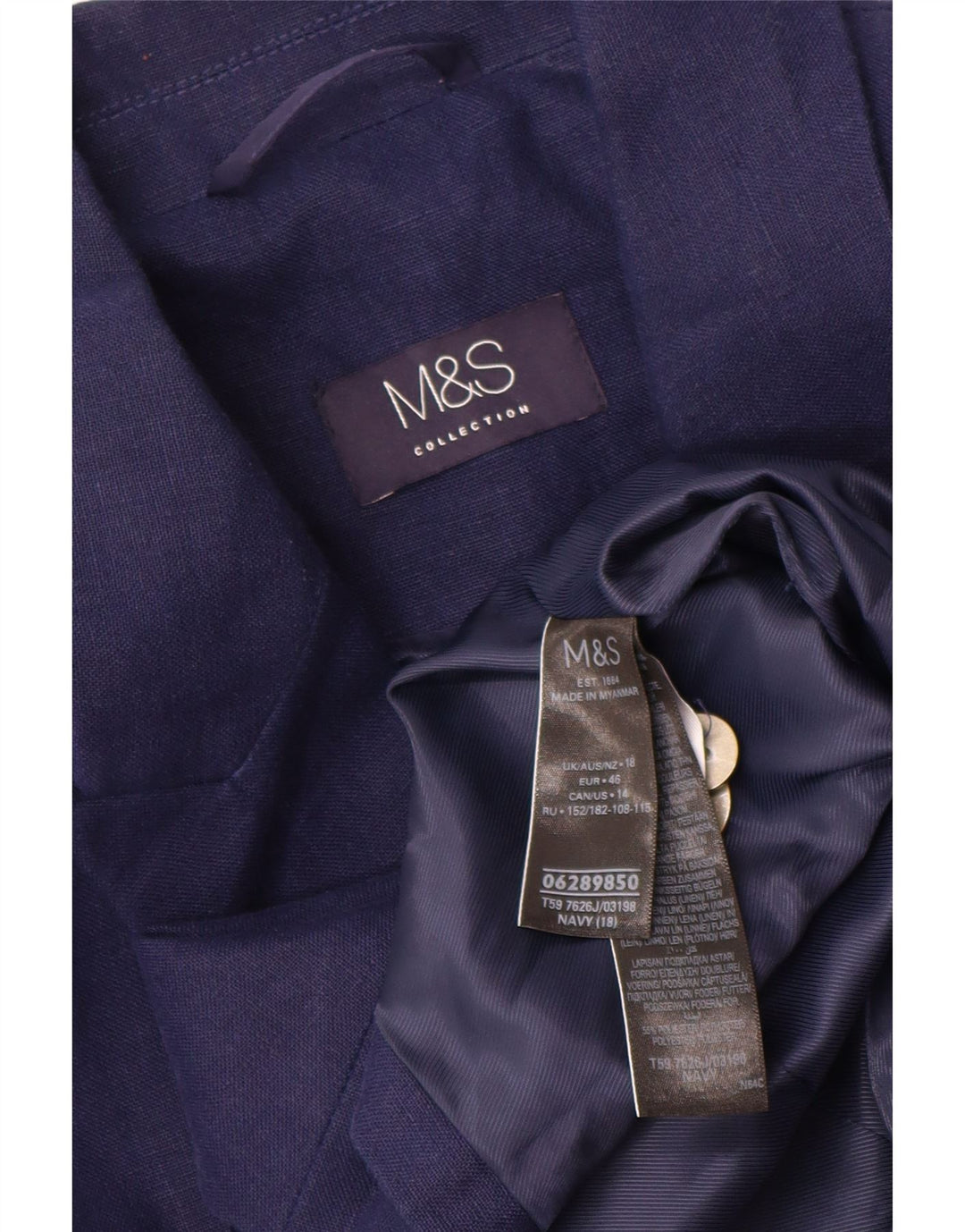 Marks & Spencer Veste blazer croisée pour femme UK 18 XL Bleu marine