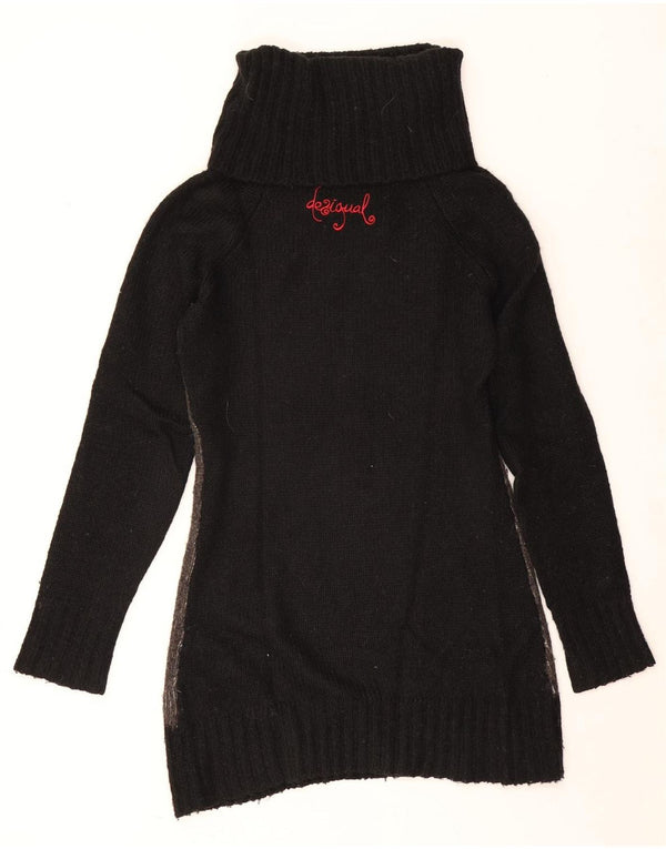 Desigual Pull long à col roulé pour femme UK 14 Large Noir Floral