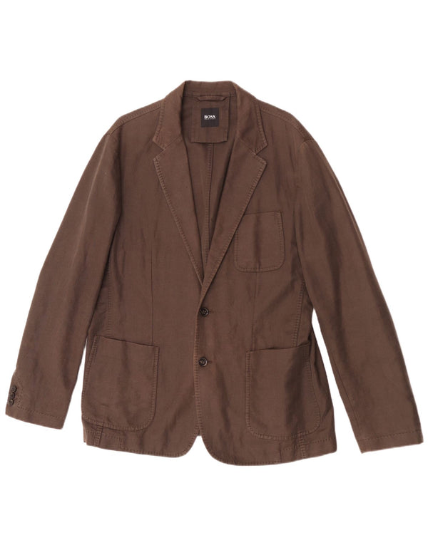 Hugo Boss Veste blazer à 2 boutons pour homme EU 52 XL Lin marron