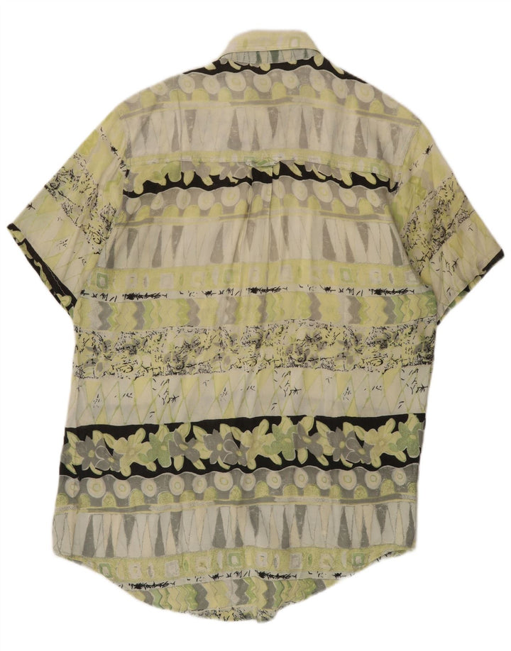 Chemise à manches courtes Vintage pour hommes, vert moyen géométrique