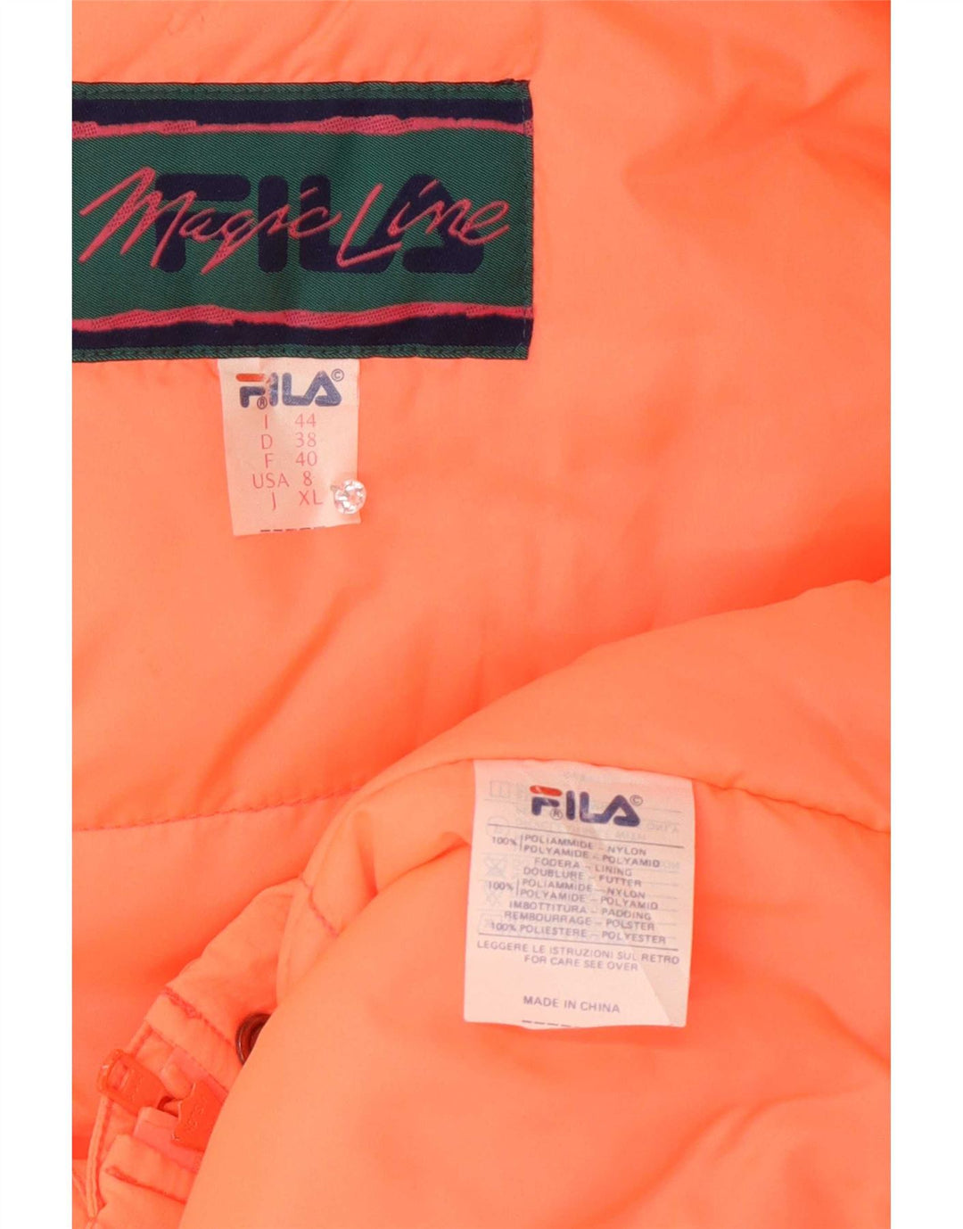 Fila Manteau matelassé surdimensionné à capuche pour femme IT 44 Orange moyen Polyamide