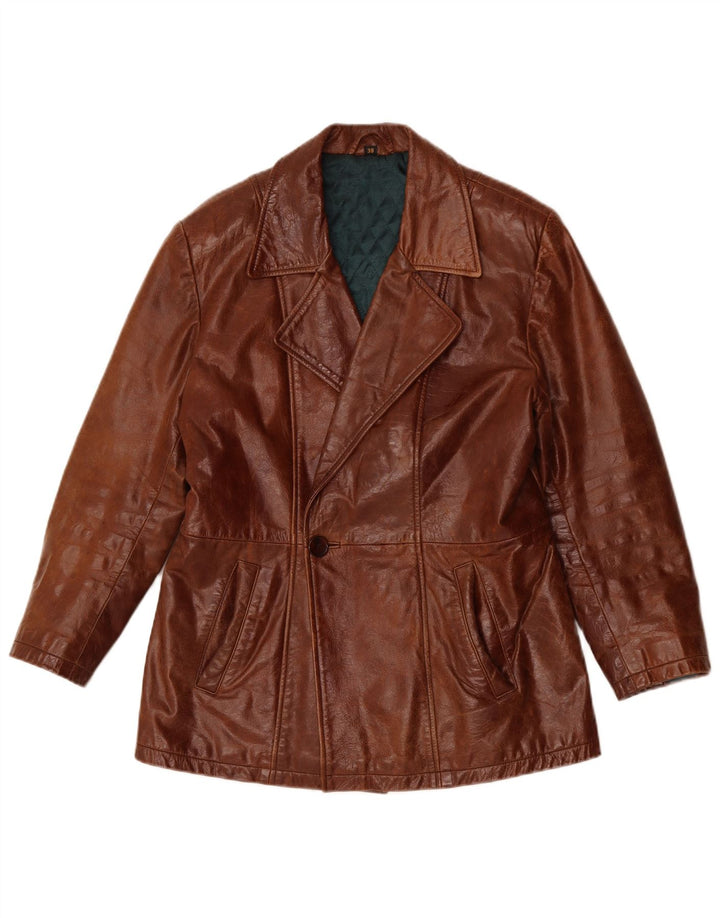 VINTAGE Manteau en cuir homme UK 38 Cuir marron moyen