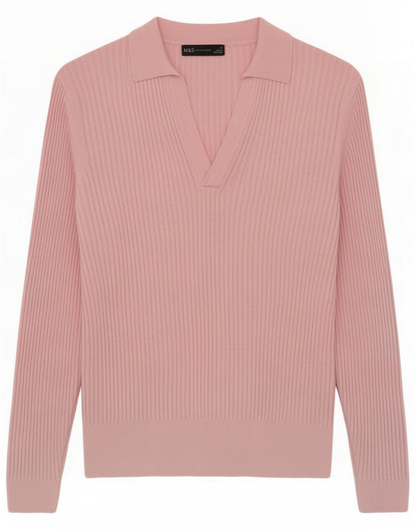 Marks & Spencer Polo à manches longues pour femme UK 14 Large Rose Viscose