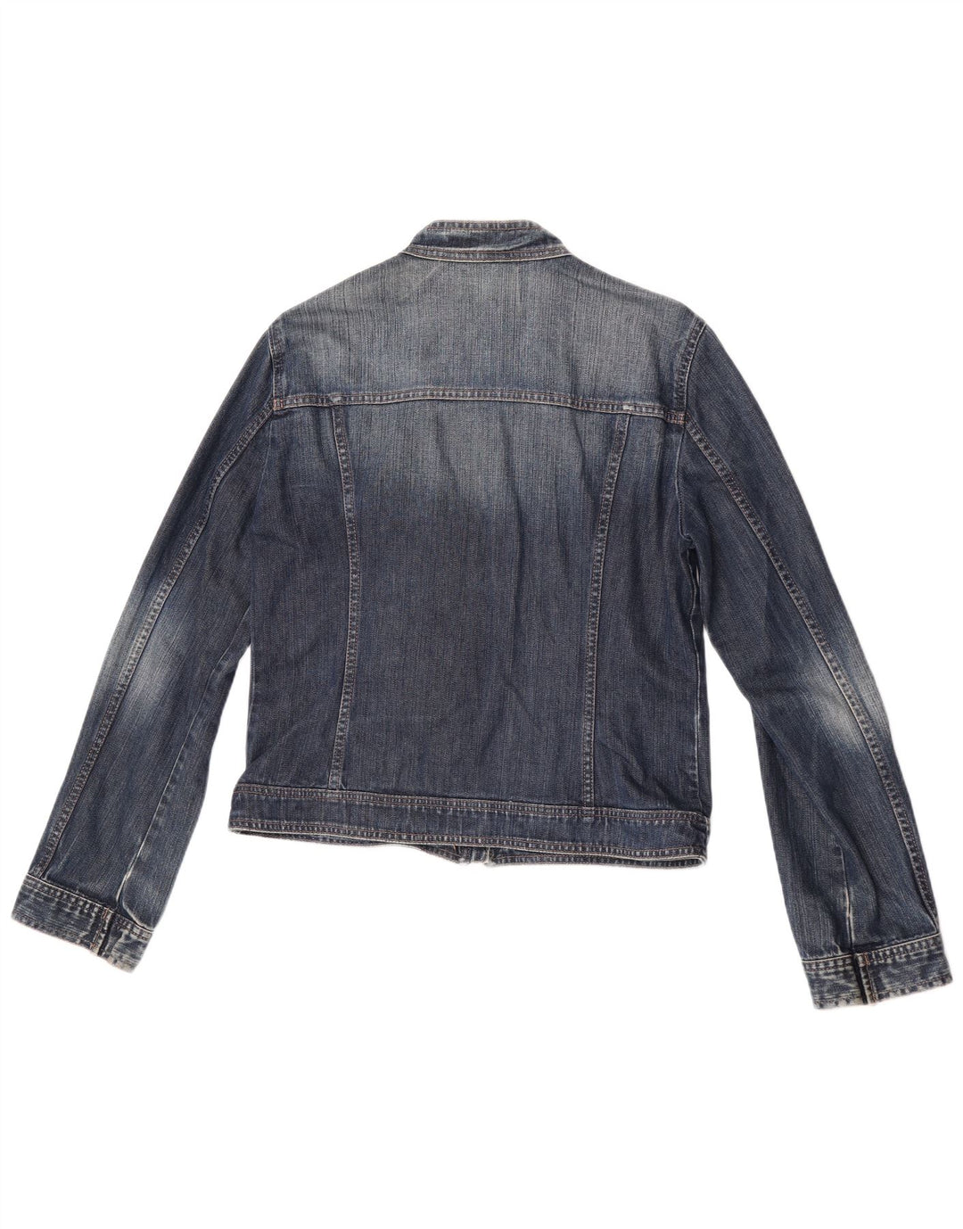 Benetton Veste en Jean Femme UK 16 Large Bleu Coton