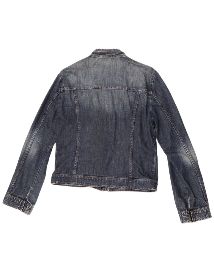 Benetton Veste en Jean Femme UK 16 Large Bleu Coton