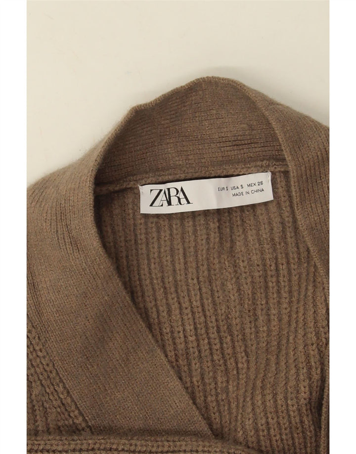 Zara Cardigan ouvert surdimensionné pour femme UK 10 Petit Marron