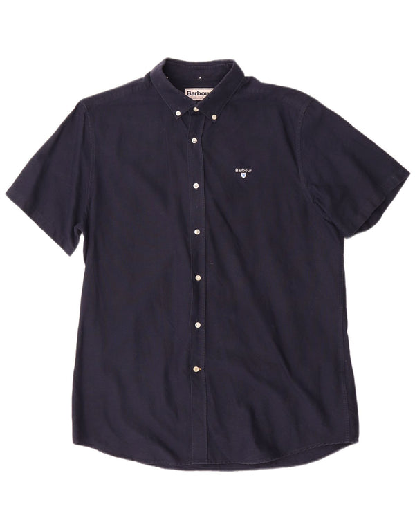 Barbour Chemise à manches courtes coupe ajustée pour homme en coton bleu marine moyen