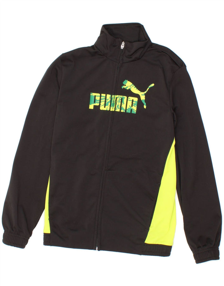 PUMA Boys Graphic Tracksuit Top Jacket 11-12 Years Black Colourblock Vintage Puma and Second-Hand Puma from Messina Hembry 