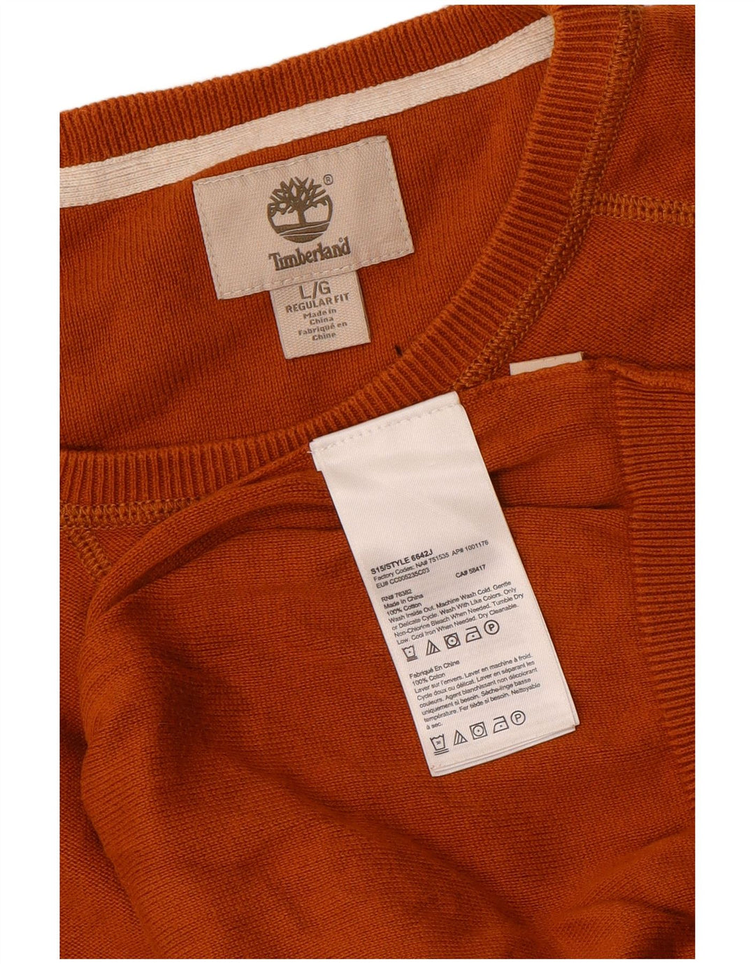 Timberland Pull à col rond coupe classique pour homme, grand coton orange