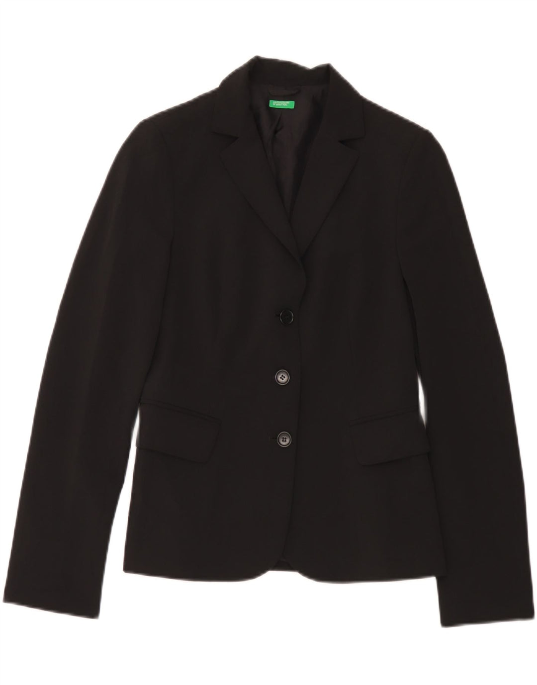 Benetton Veste Blazer 3 Boutons Femme IT 42 Noir Moyen Polyester