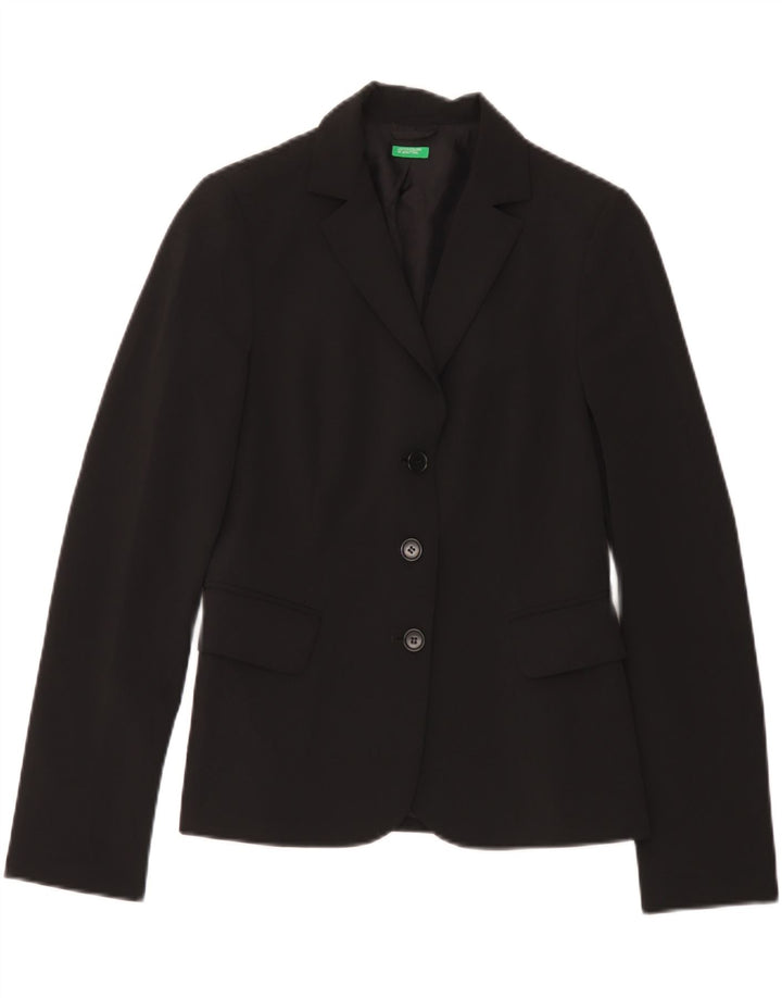 Benetton Veste Blazer 3 Boutons Femme IT 42 Noir Moyen Polyester