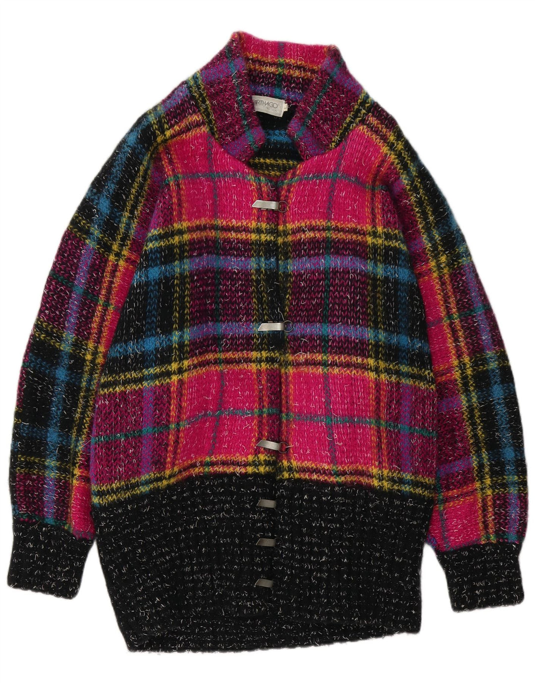 Carthago Cardigan long pour femme UK 16 Grand carreaux multicolores