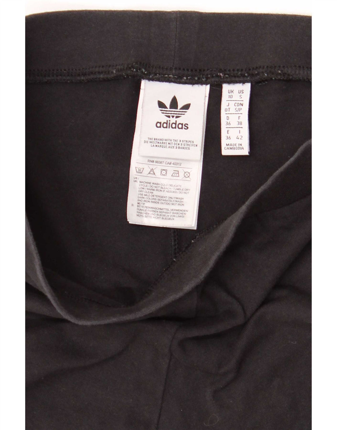 Adidas Leggings Femme UK 10 Petit Coton Noir