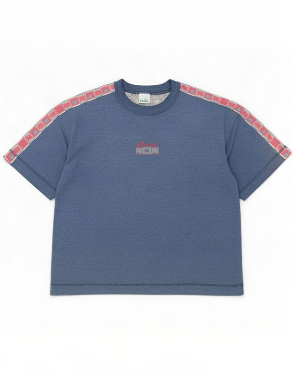 Diadora T-shirt graphique pour femme UK 14 Bleu marine moyen Coton