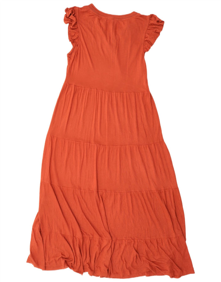 Fat Face Robe longue à volants pour femme UK 44 Grande Viscose Orange