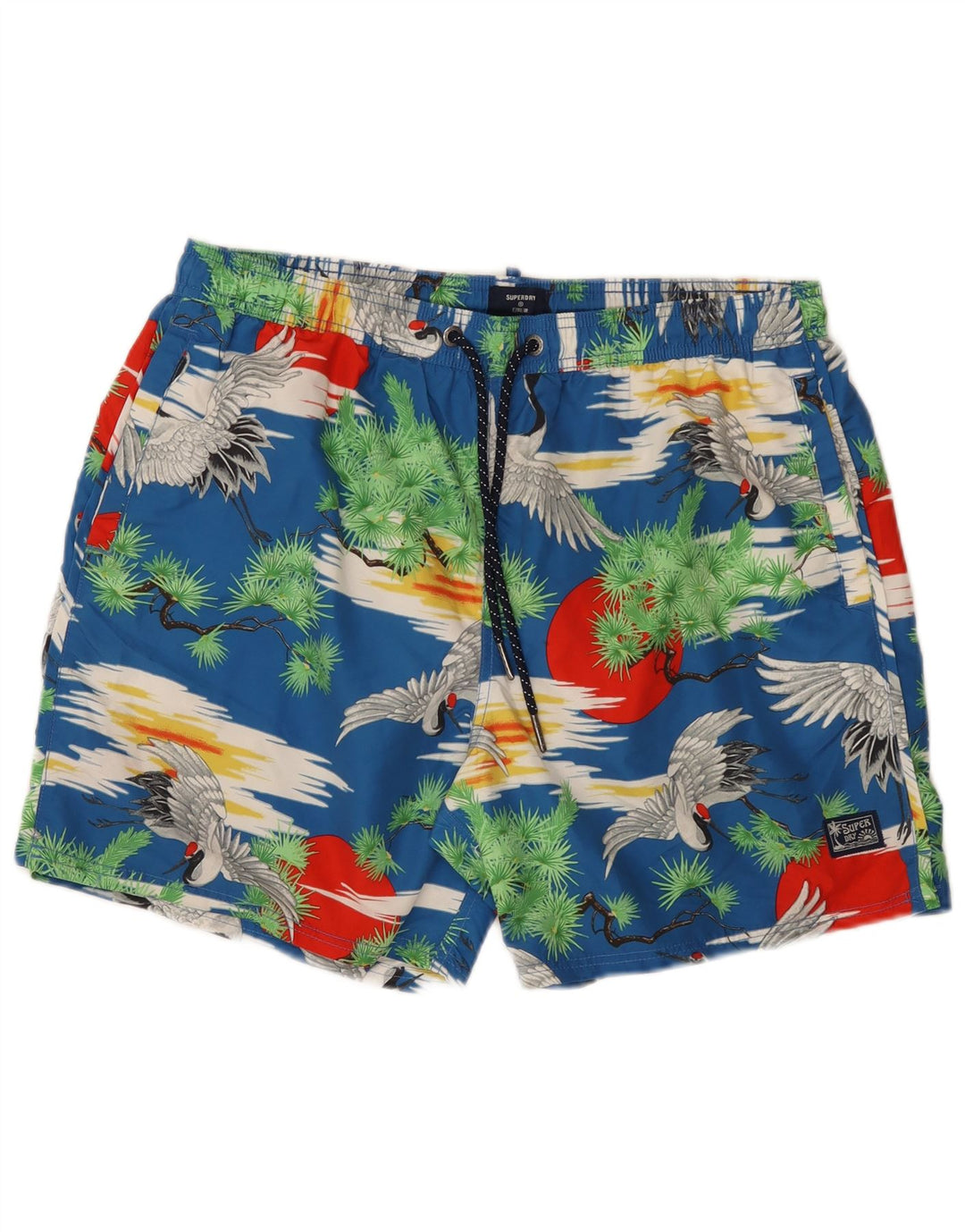 Superdry Short de Bain Regular Homme 2XL Bleu Polyester Hawaïen