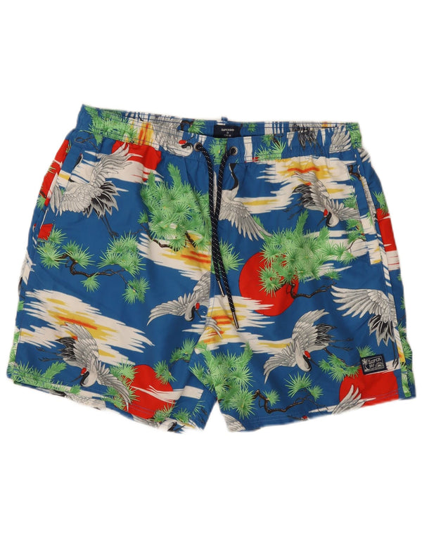Superdry Short de Bain Regular Homme 2XL Bleu Polyester Hawaïen