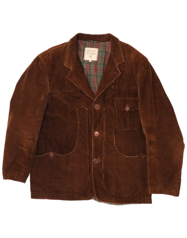 vintage Mens 3 Bouton Corduroy Blazer Veste IT 54 2XL Coton Marron