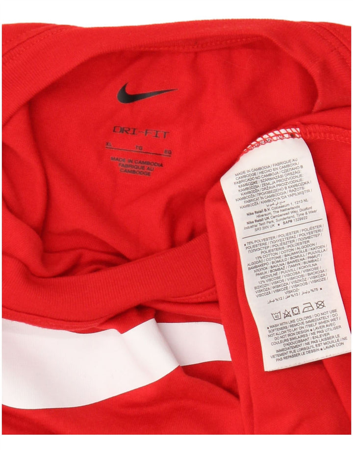 Nike Hommes Dri Fit Graphic T-Shirt Top XL Rouge Polyester