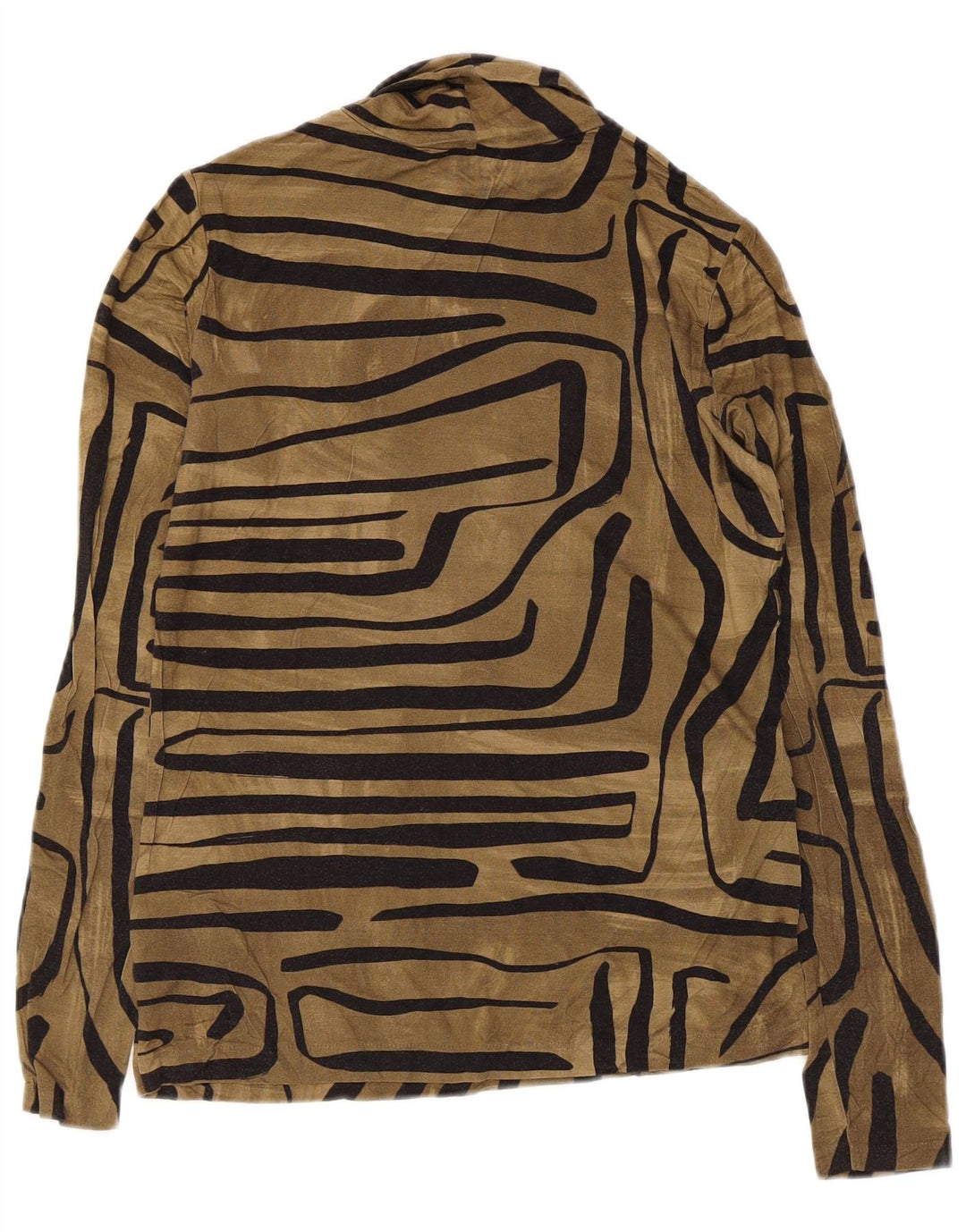 Jigsaw Femme Top Manches Longues UK 10 Petit Marron Géométrique Viscose