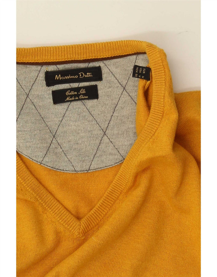 Massimo Dutti Pull Col V Homme Jaune Moyen Coton