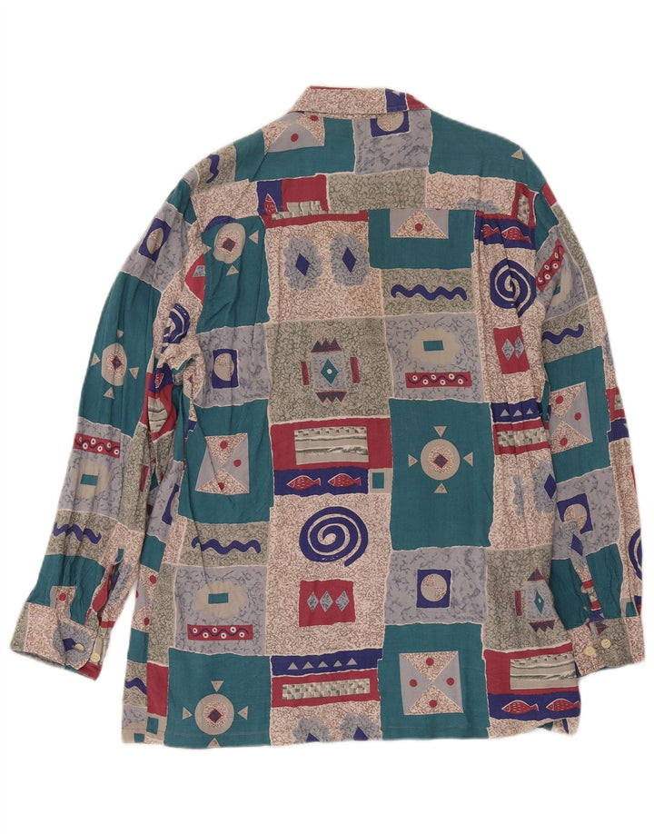 vintage Chemise Homme UK 15 1/2 Moyen Multicolore Patchwork Rétro