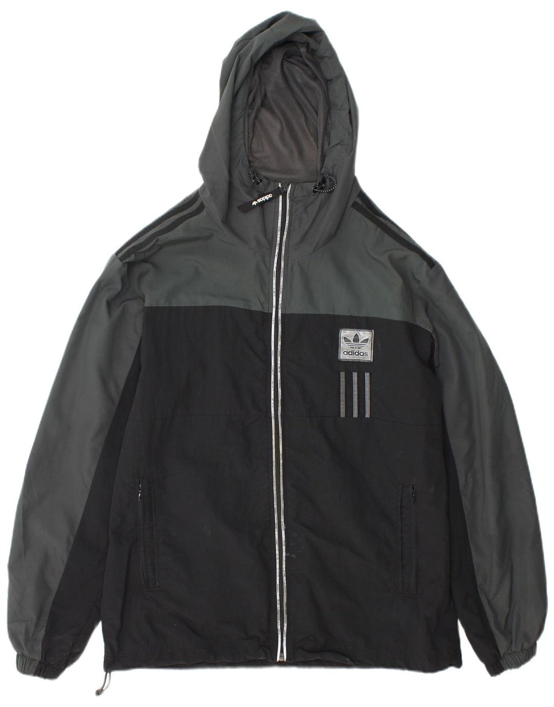 Adidas Veste de pluie à capuche pour homme UK 38 Gris moyen Nylon colour block