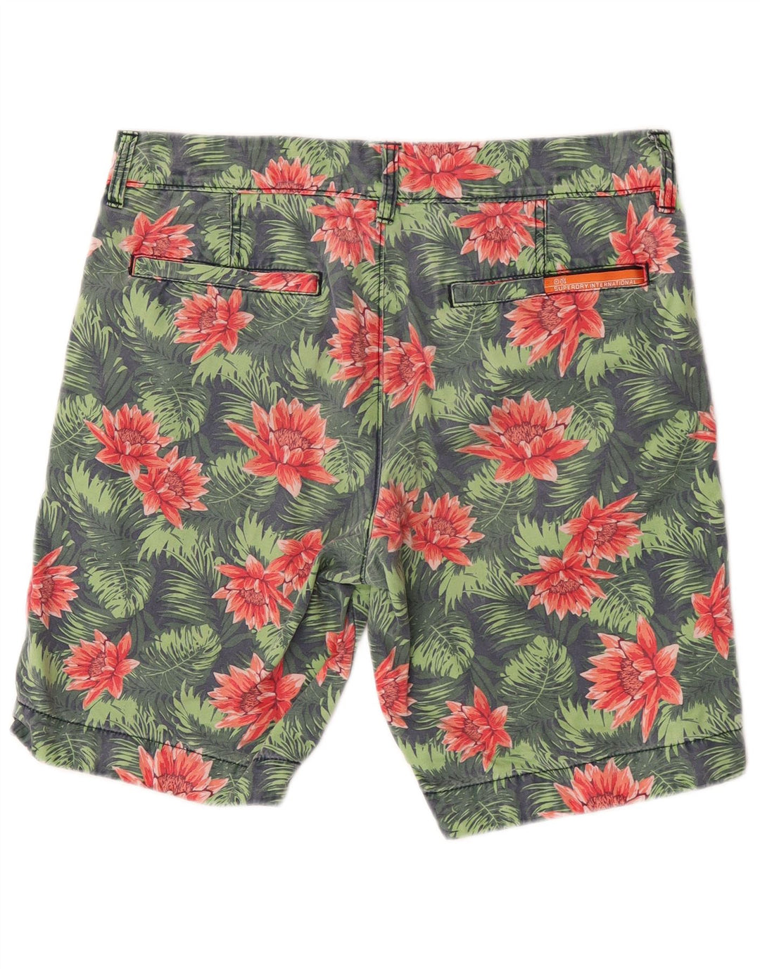 Superdry Short Chino Homme Medium W32 Vert Floral Coton