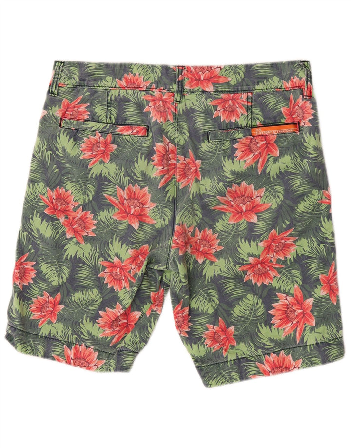 Superdry Short Chino Homme Medium W32 Vert Floral Coton