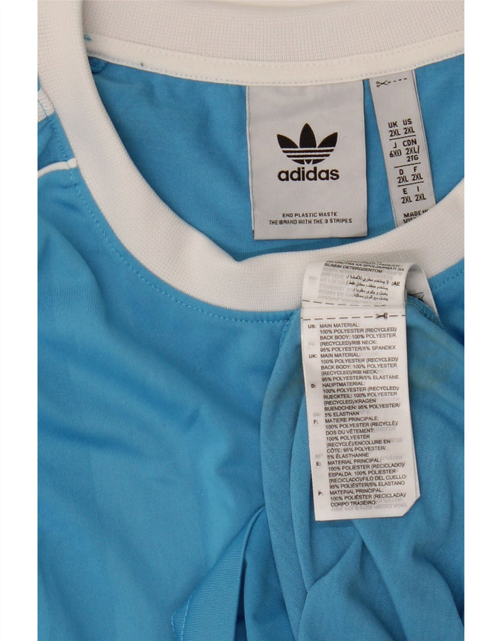 Adidas T-Shirt Homme Top 2XL Bleu Rayé Polyester