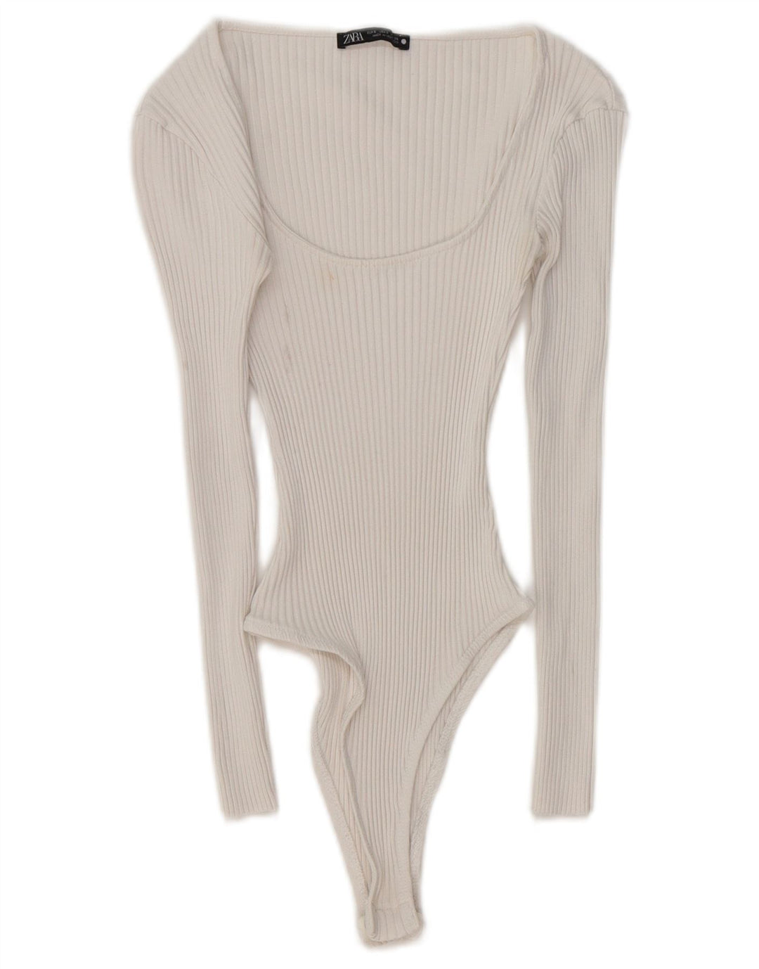 ZARA Body à manches longues pour femme UK 8 Small Blanc
