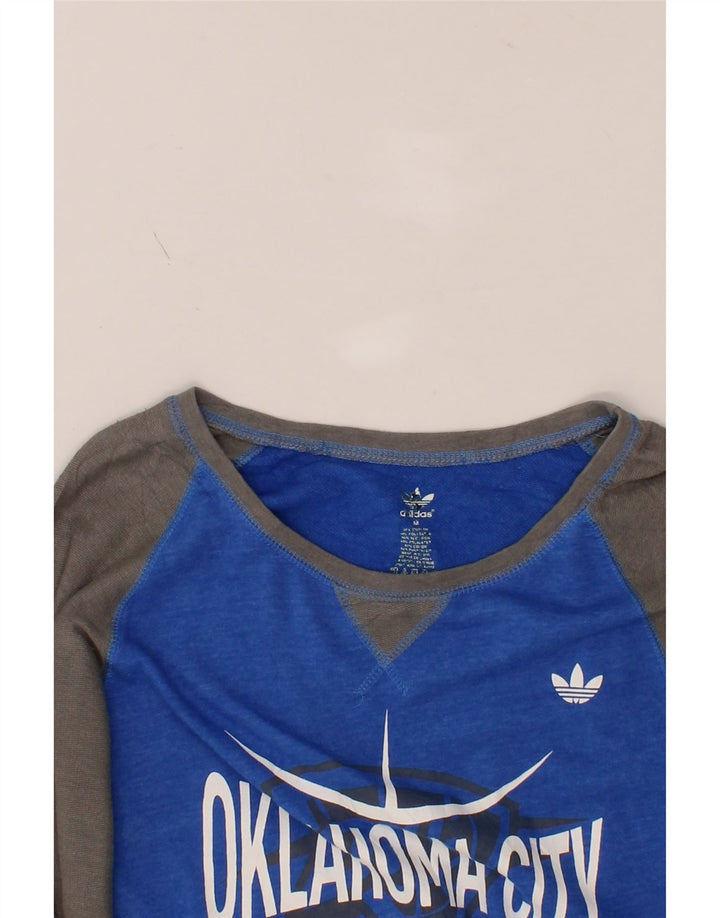 ADIDAS Mens Oklahoma Graphic Sweatshirt Jumper Medium Blue Cotton Vintage Adidas and Second-Hand Adidas from Messina Hembry 