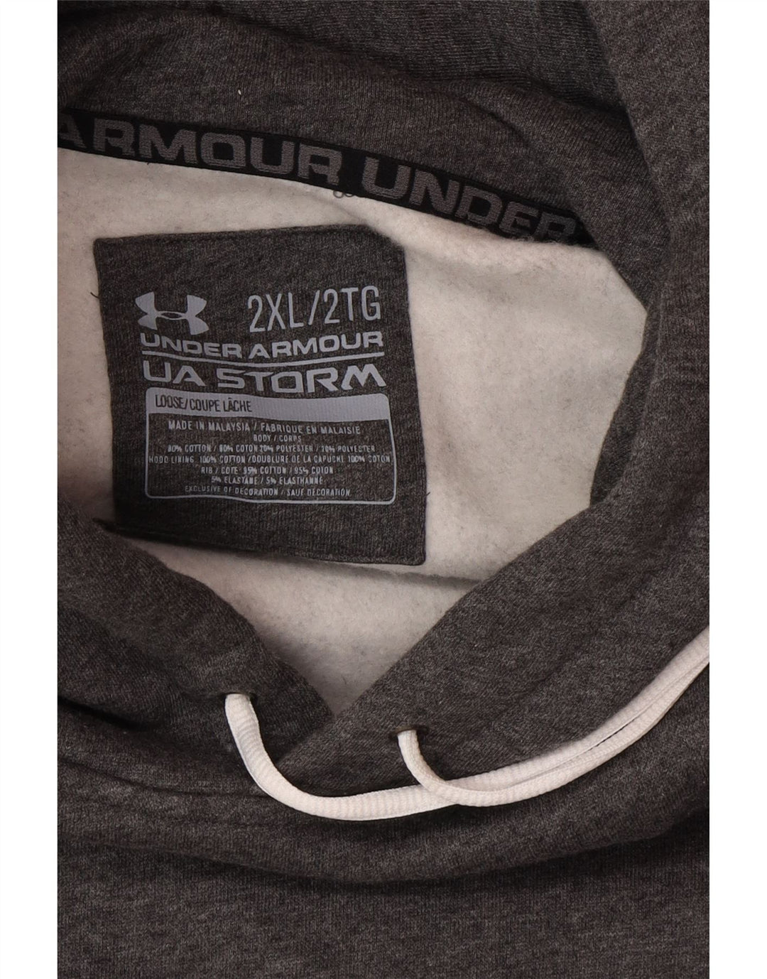 UNDER ARMOUR Pull à capuche pour homme 2XL Gris Coton