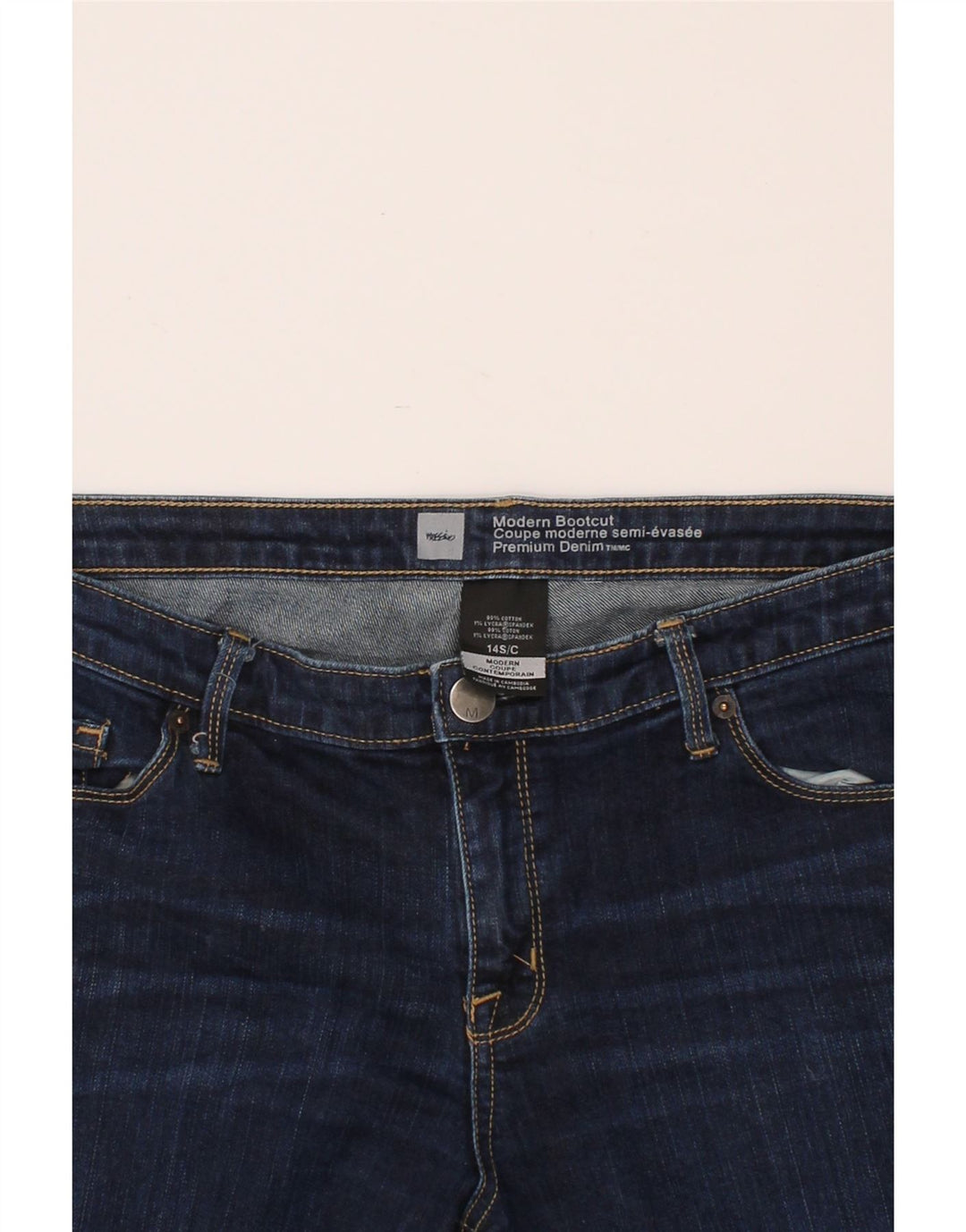 MOSSIMO Womens Short Modern Bootcut Jeans US 14 XL W38 L29 Navy Blue Vintage Mossimo and Second-Hand Mossimo from Messina Hembry 