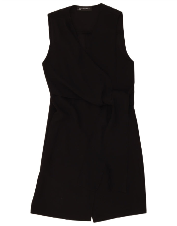 Zara Robe portefeuille sans manches pour femme UK 12 Polyester noir moyen
