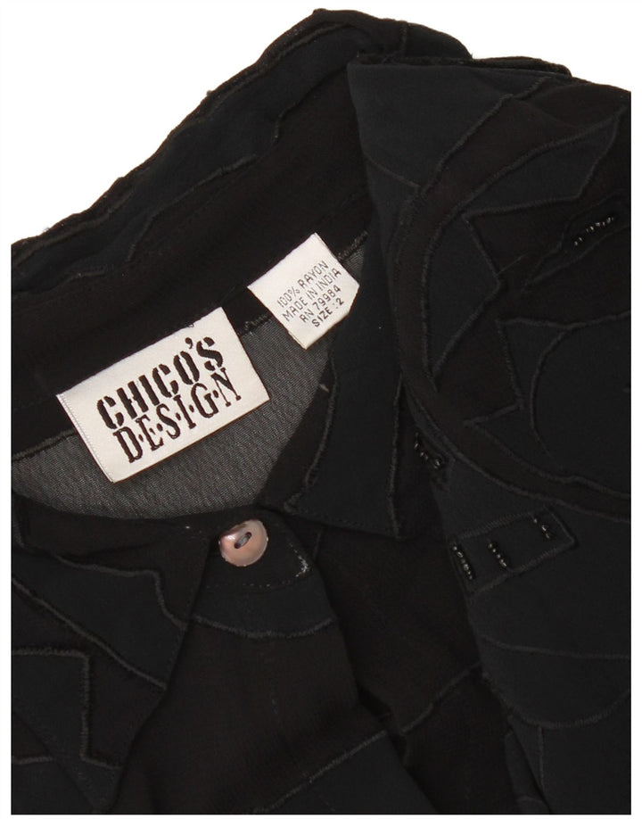 Chico's Robe chemise pour femme UK 14 Rayonne géométrique noire moyenne