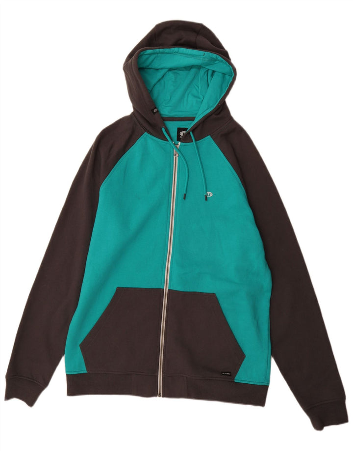 ANIMAL Pull à capuche zippé pour homme en coton color block turquoise