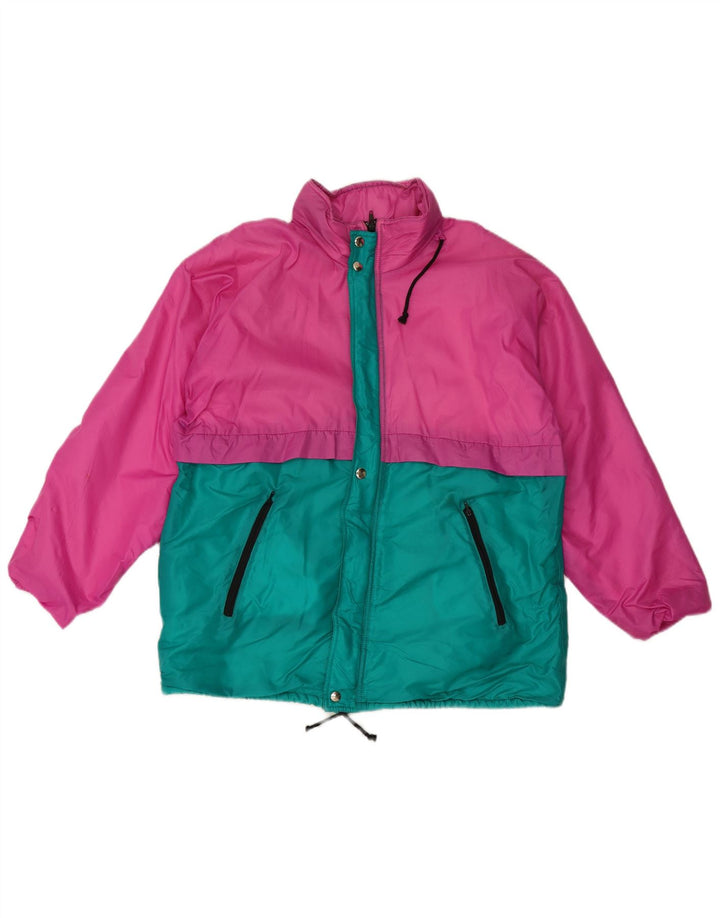 Veste de pluie vintage pour hommes UK 38 Polyester colorblock rose moyen