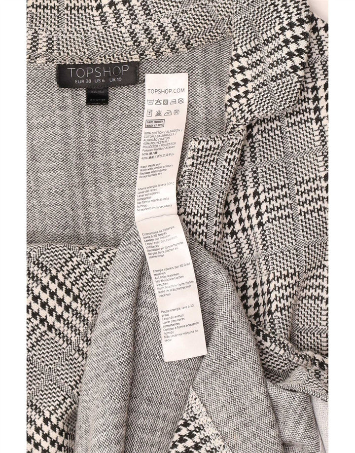 Topshop Manteau Femme UK 10 Petit Gris Pied-de-Poule Coton