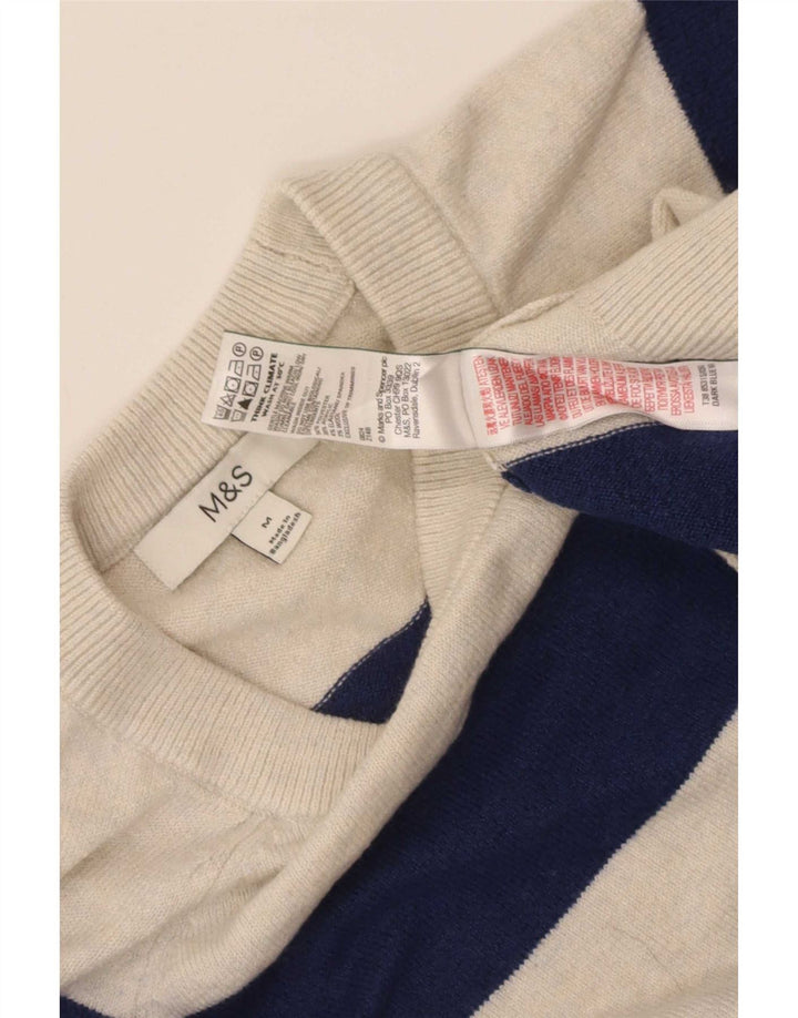 Marks & Spencer Pull ras du cou pour femme UK 14 Beige moyen rayé