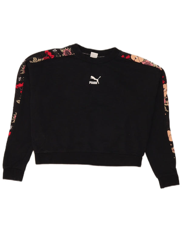 Puma Sweat-shirt Crop Graphic pour femme UK 14 Medium Noir Floral