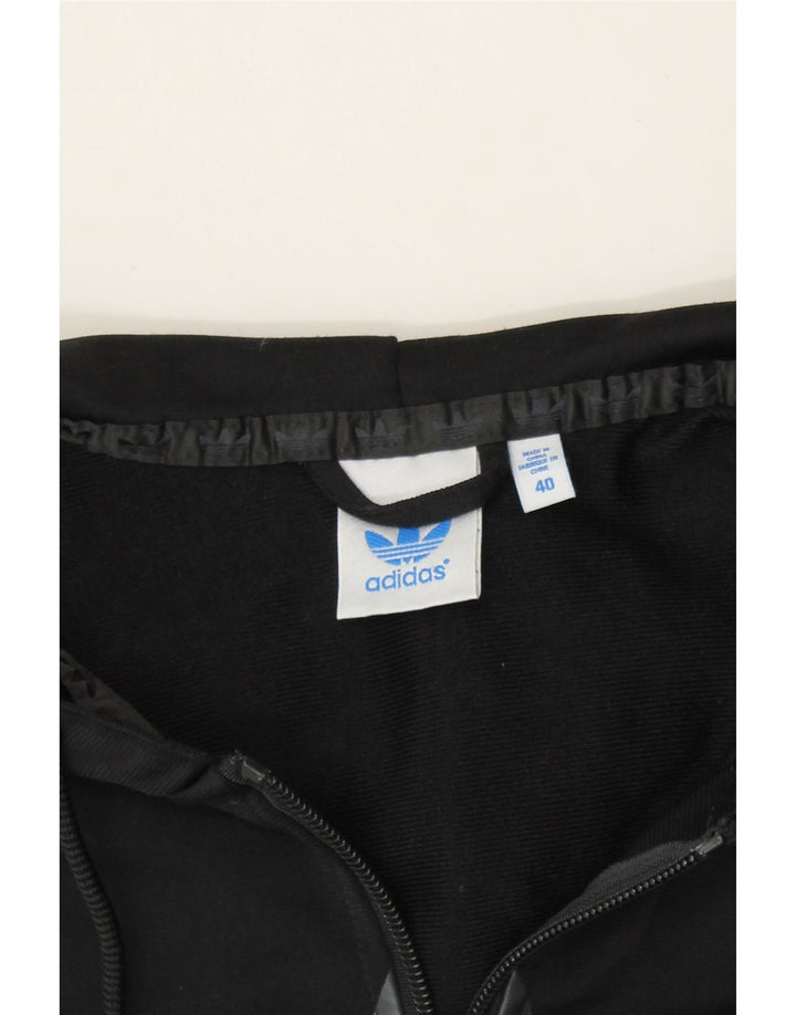 ADIDAS Womens Graphic Zip Hoodie Sweater EU 40 Medium Black Polyester Vintage Adidas and Second-Hand Adidas from Messina Hembry 