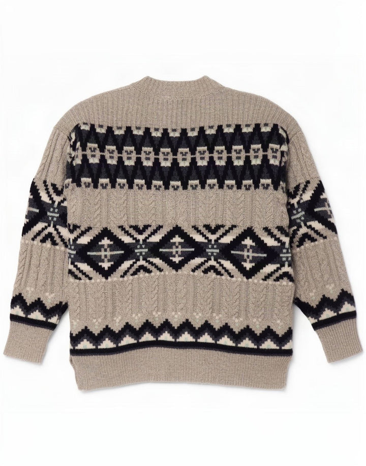 Marks & Spencer Pull Cardigan pour Femme UK 14 Gris Moyen Fair Isle