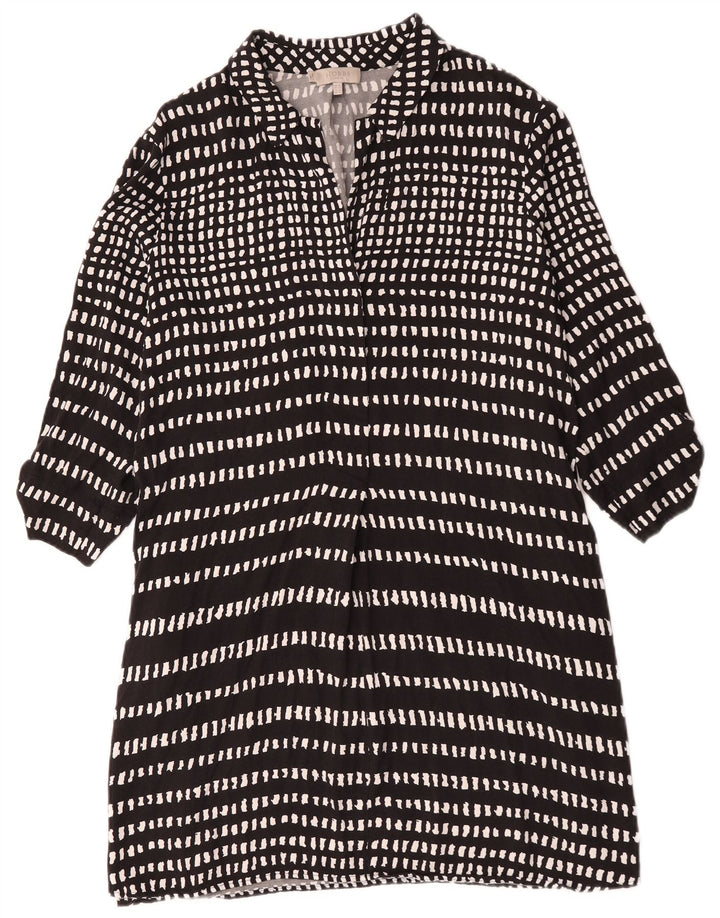 Hobbs Robe basique à manches 3/4 pour femme UK 18 XL Noir Géométrique Viscose