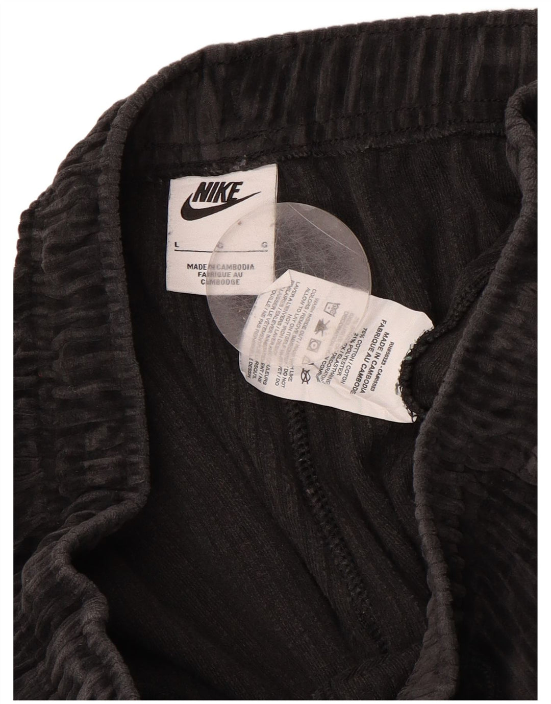 NIKE Pantalon de survêtement en velours pour hommes, grand coton noir