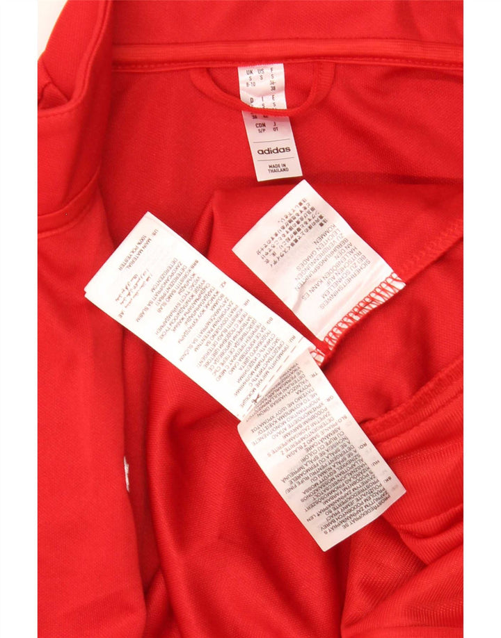 Adidas Femmes Aeroready Survêtement Top Veste UK 8/10 Petit Rouge Polyester