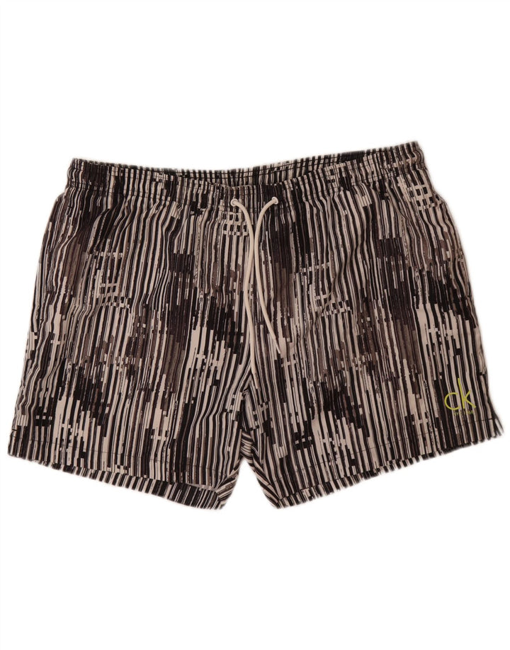 CALVIN KLEIN Mens Swimming Shorts XL  Black Striped Polyester