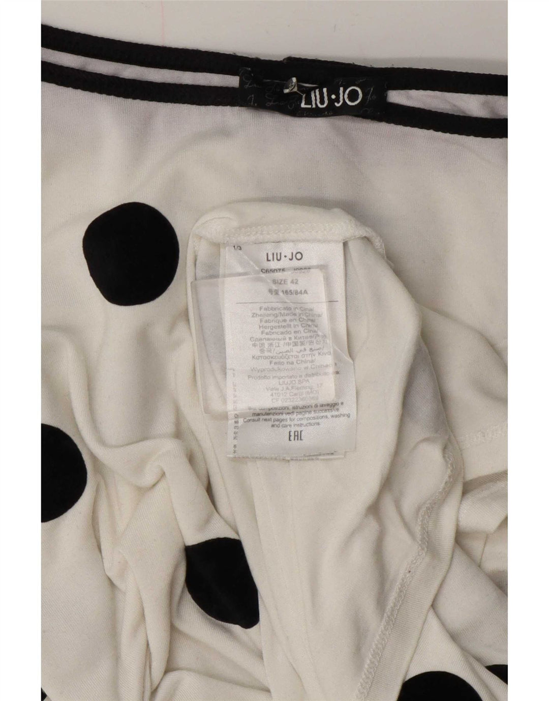 Liu Jo Femme Top Manches Longues IT 42 Medium Blanc À Pois Viscose
