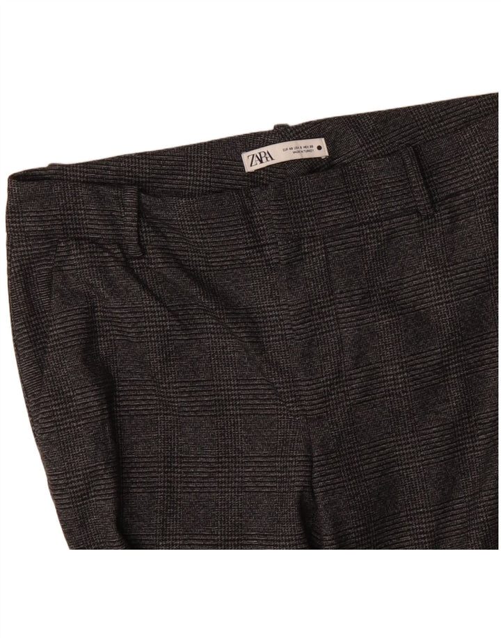 ZARA Pantalon de costume slim pour femme EU 40 Medium W30 L29 Gris à carreaux Polyester